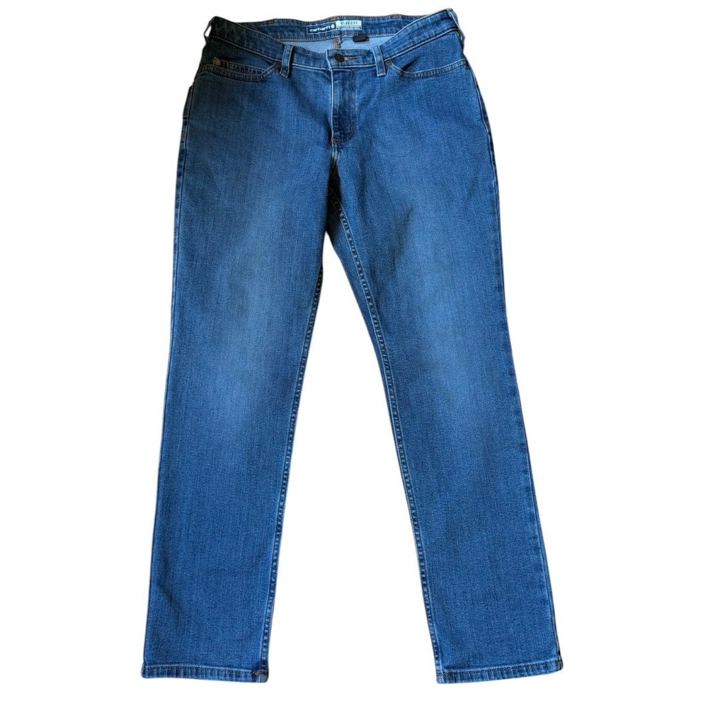 Carhartt Relaxed Fit Jeans Womens 6 Short Blue Denim Straight Leg Workwear Pants